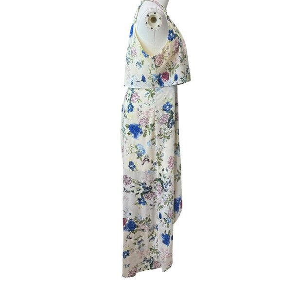 2Bella Floral Print Halter Maxi Dress Size M – High Low Overlay Skirt - Picture 7 of 9